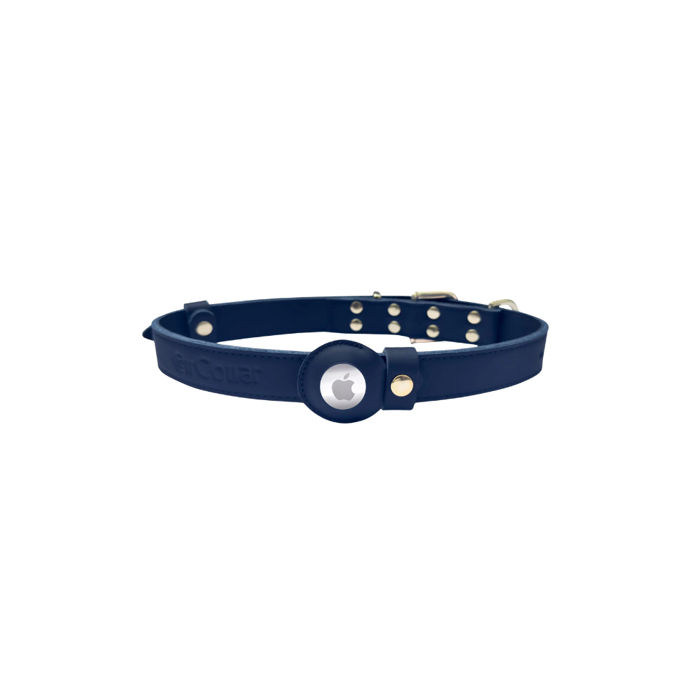 Luxury Leather Cat Collar with Hidden AirTag Holder