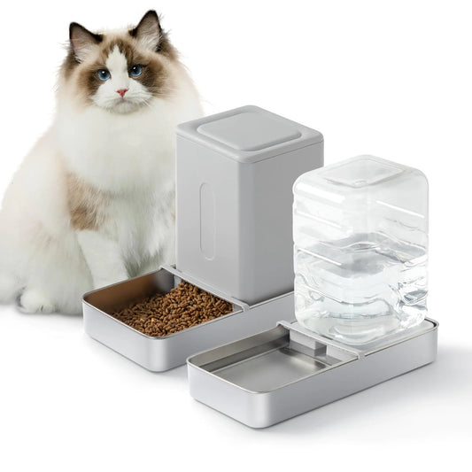Automatic Cat Food and Water Dispenser Set